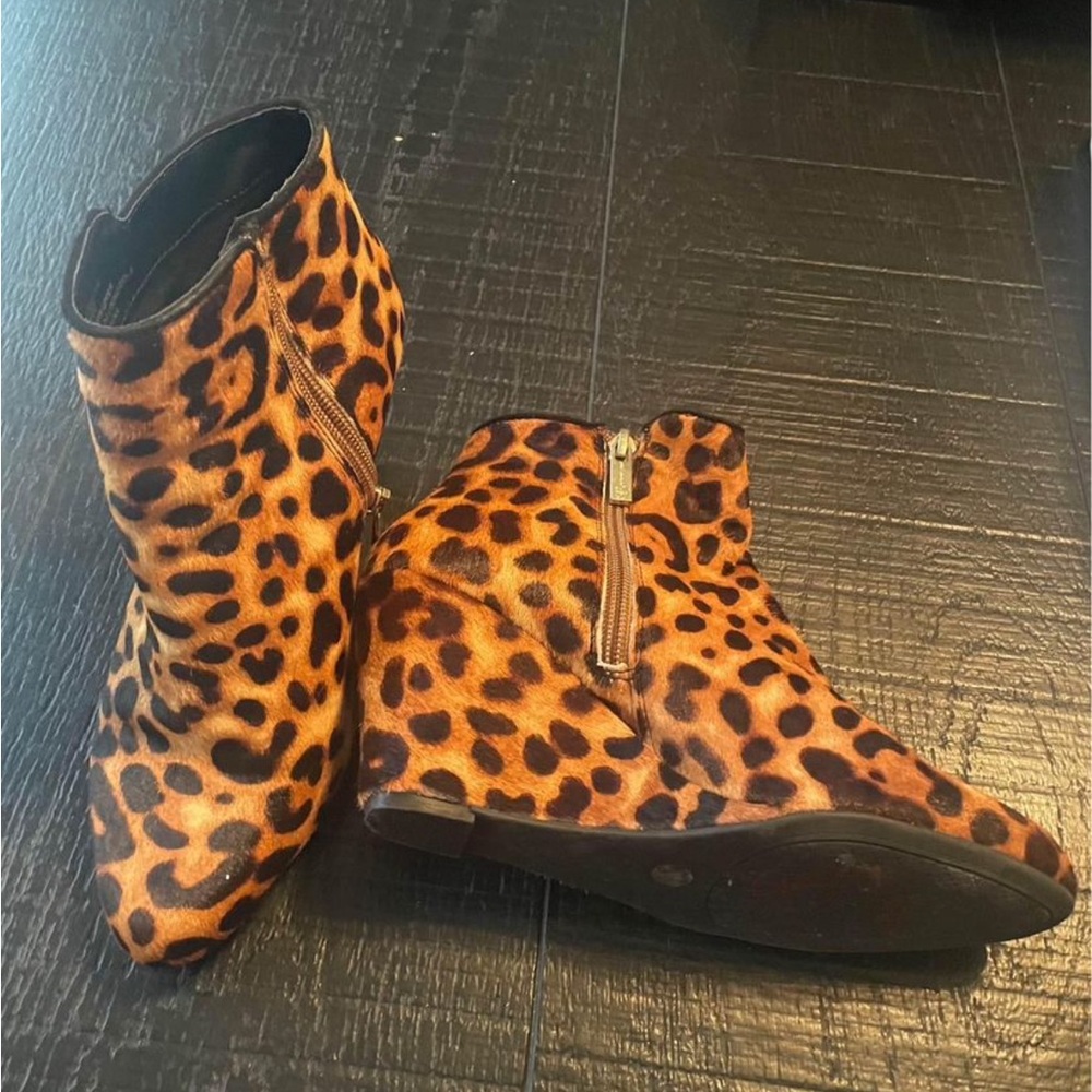 Jessica Simpson wedge booties leopard print